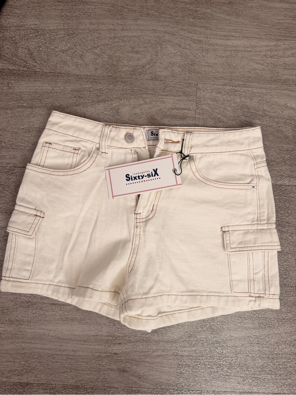 New Los Angeles SixtySix Brand Cargo Shorts With Contrast Stitching S